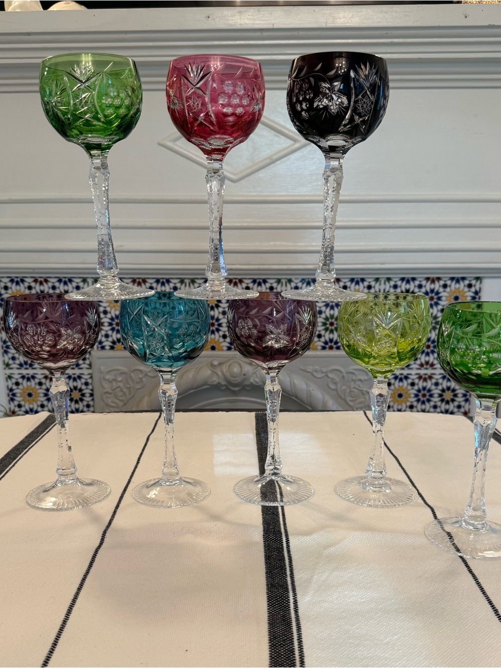 Nachtmann Traube Cut to Clear Crystal Wine Glasses Set of 8 Multicolor